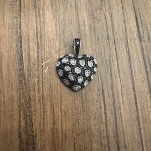 Freida Rothman Heart-Shaped Black and Silver Pavé Pendant - Women's Jewelry